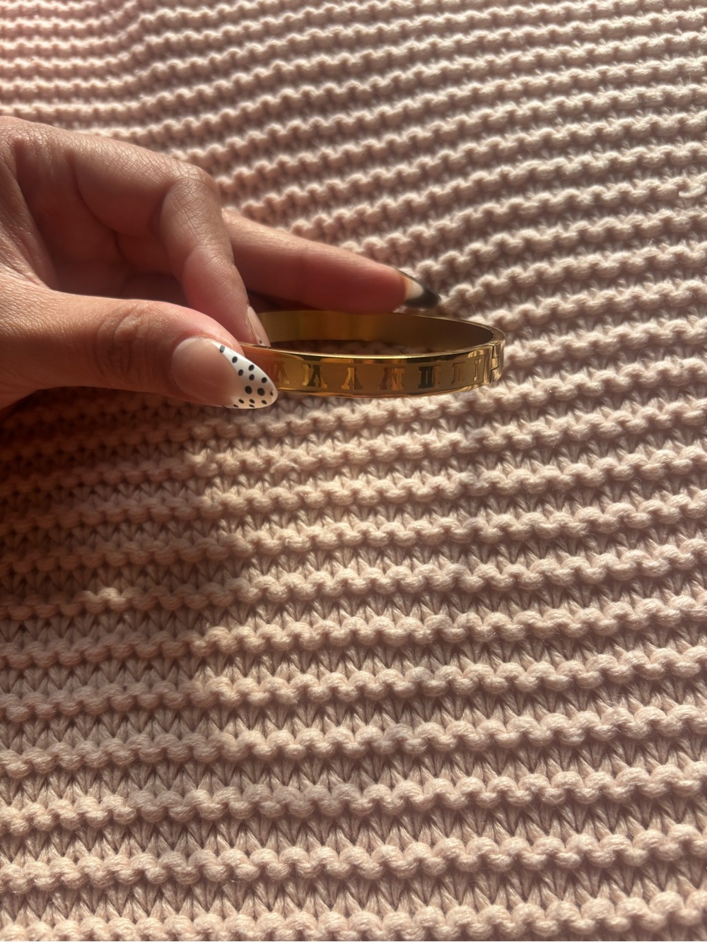 Gold Roman Numeral Bangle Bracelet